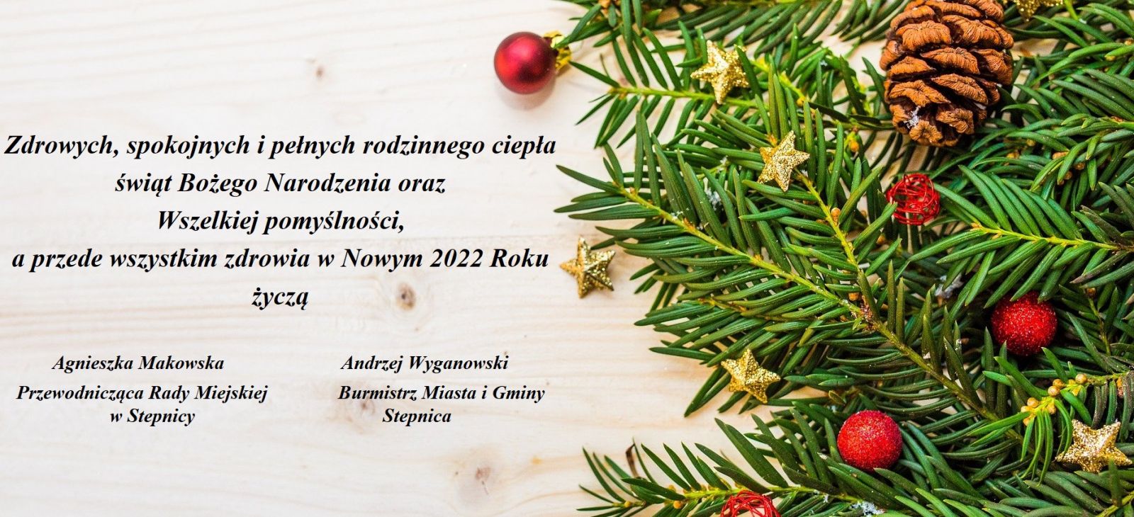 Życzenia świateczne . Tekst w treści aktualności