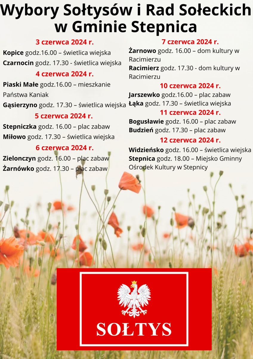 Terminy organizacji wyborów Sołtysów i Rad Sołeckich 