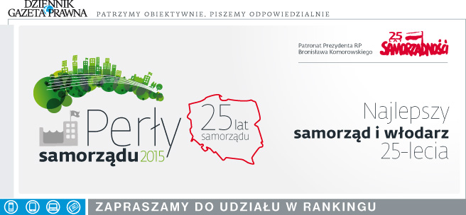 Plakat Perły Samorządu 2015. Link otwiera powiększoną wersję.