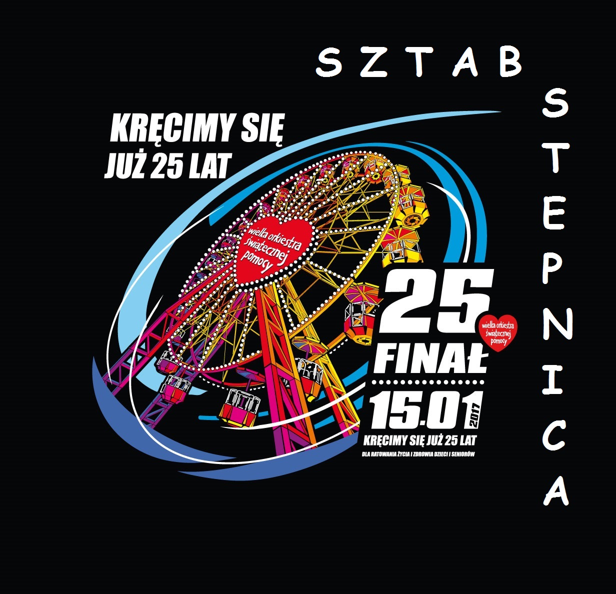 25 finał WOŚP Karuzela Kręcimy się już 25 lat. Logotyp WOŚP
