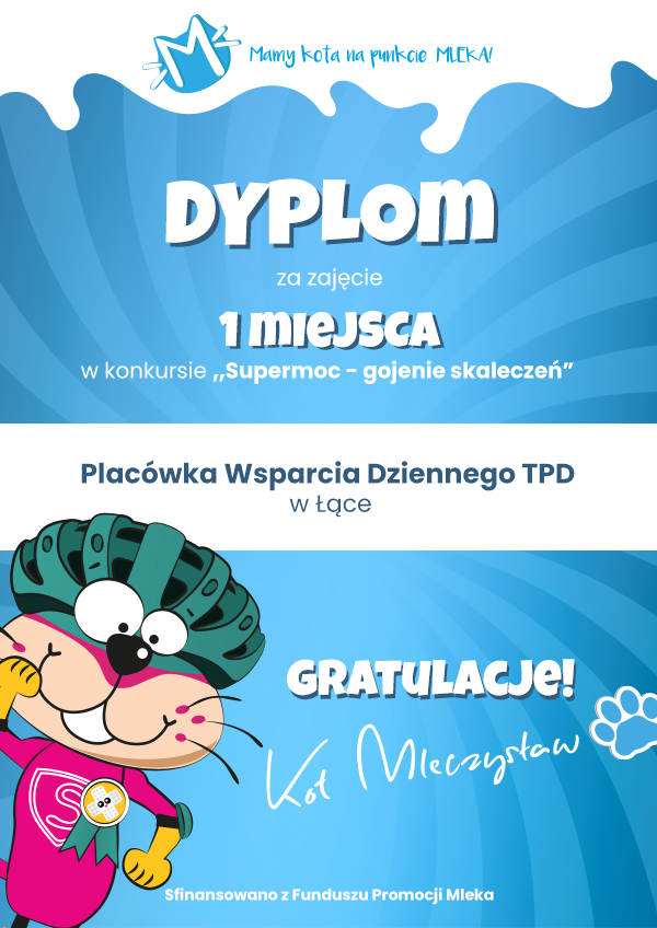 Dyplom I Miejsce dla Placówki wsparcia dziennego w Łące 