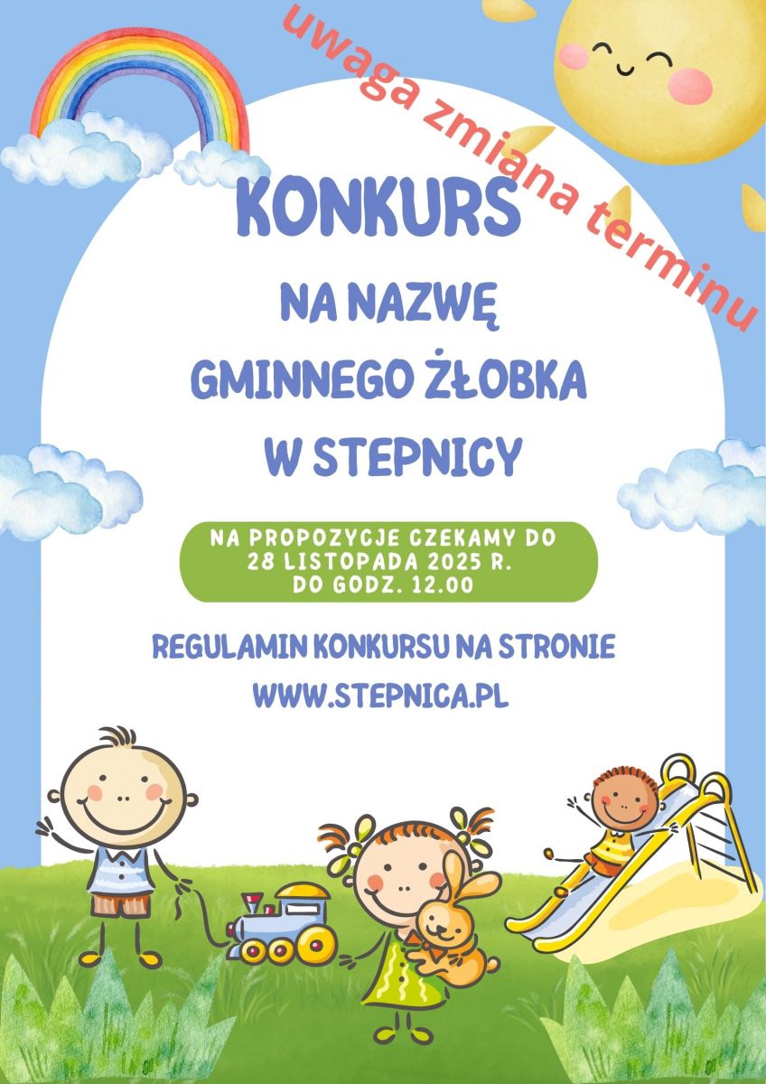plakat informujacy o skorceniu konkursu na nazwę żłobka 