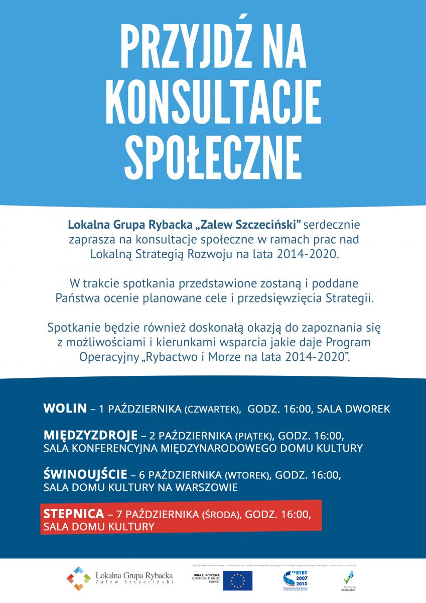 Plakat informujący o konsultacjach społecznych. Więcej informacji w tekście.