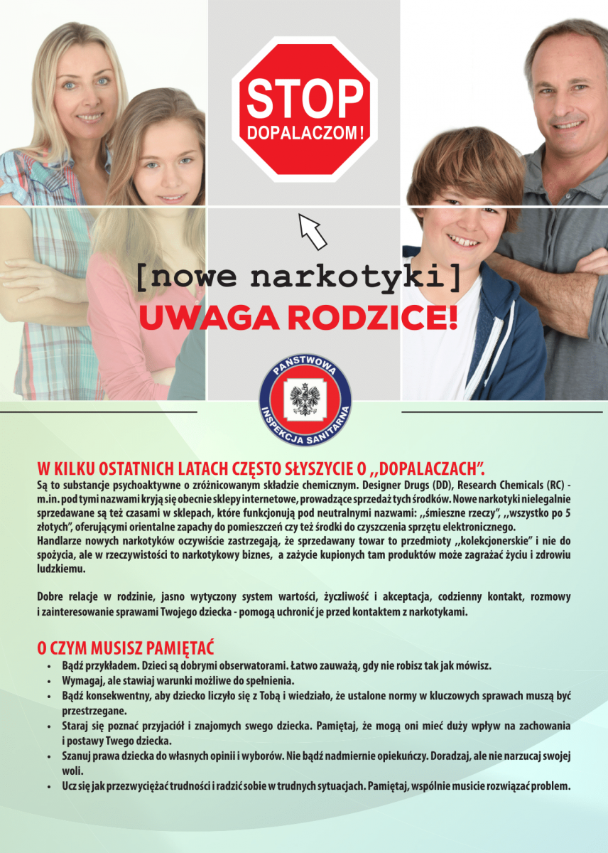 Plakat informujący o dopalaczach. Więcej informacji poniżej w tekście.