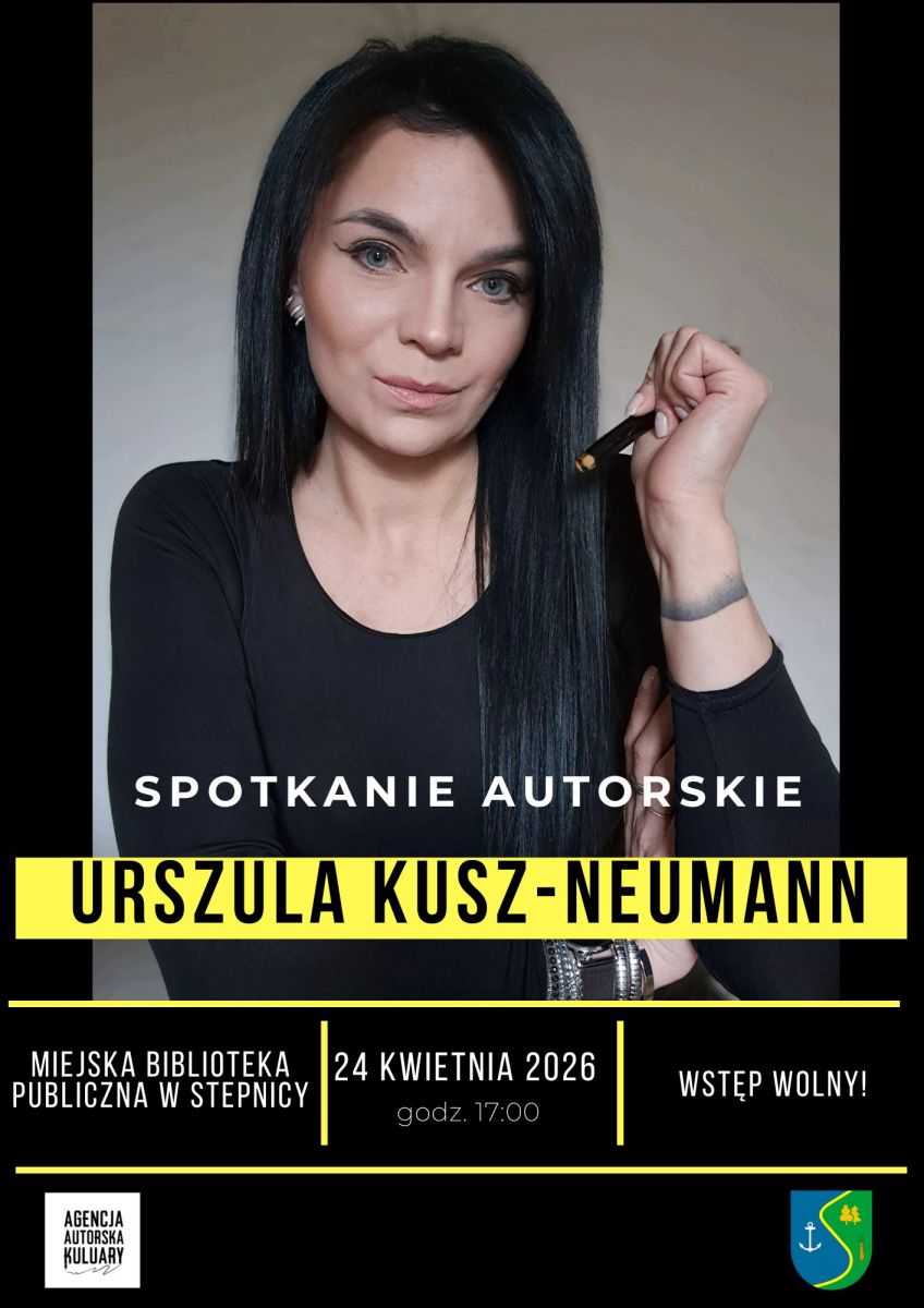 plakat zapowiadający spotkanie autorskie z Urszulą Kusz-Neumann 