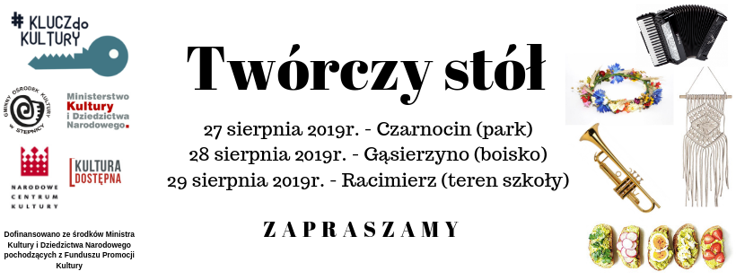 Baner działania w ramach akcji Twórczy stół. Informacje z baneru w treści aktualności. 