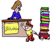 bibliotekarka z książkami