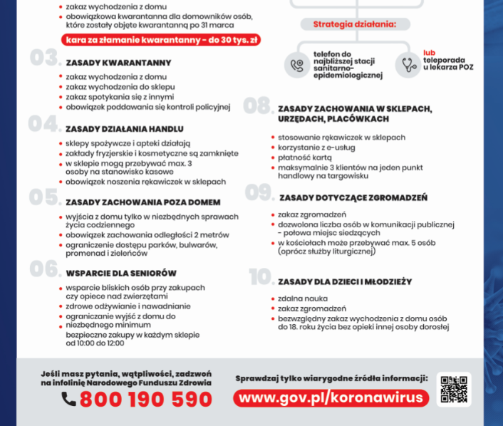 zasady działania na kwarantannie 