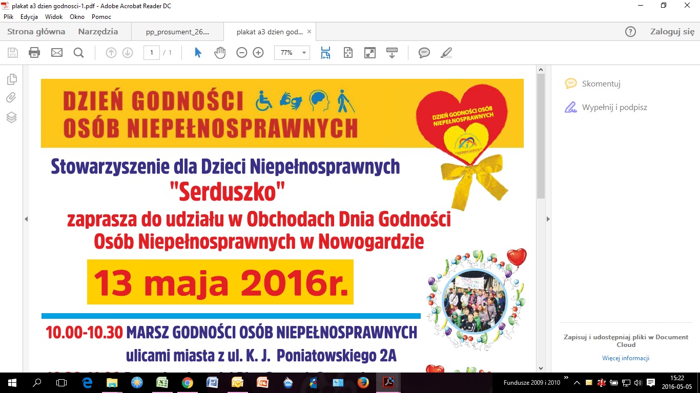 plakat informujący o dniu godności osób niepełnosprawnych 