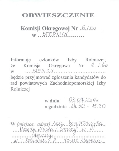 obwieszczenie komisji okręgowej nr 5 o terminie posiedzenia