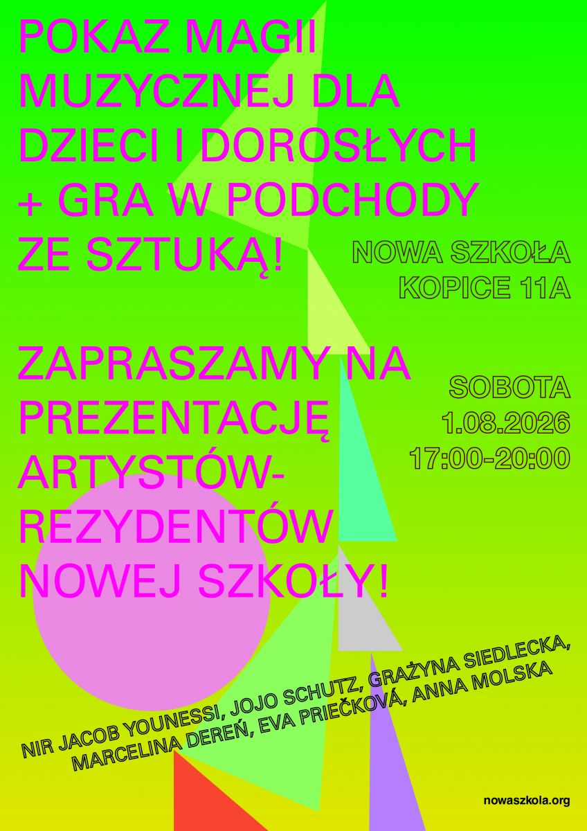 plakat zapraszajacy na pokaz magii muzycznej i podchody ze sztuką