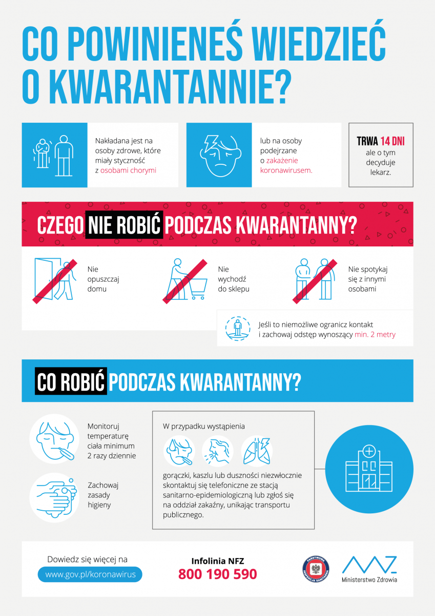 plakat informujący o tym czym jest kwarantanna. Treść z plakatu w aktualności. 