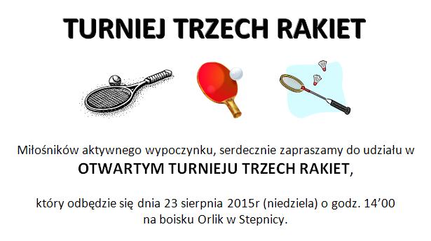 Plakat Turmieju Trzech Rakiet. Więcej informacji w tekście.