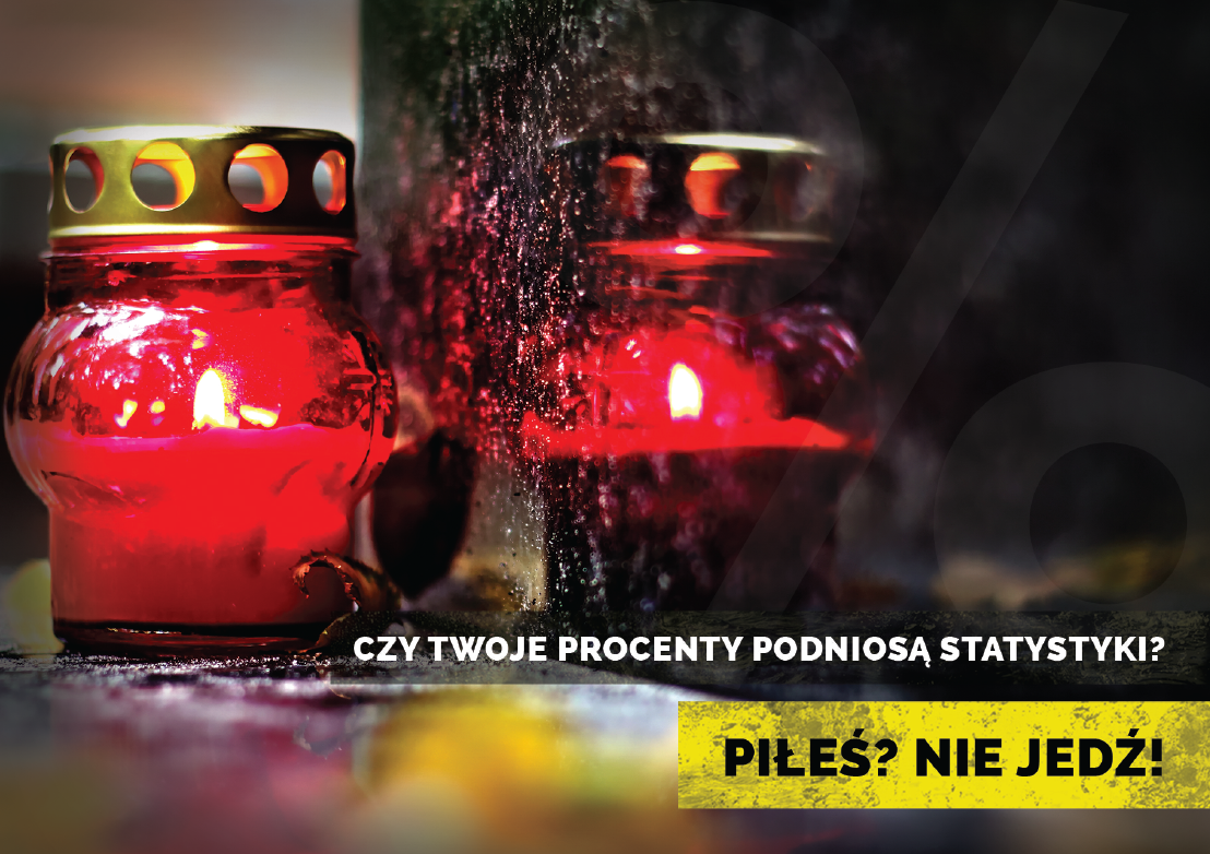 Plakat informujący o niebezpieczeństwie jazdy po spożyciu alkoholu. Szczegóły w tekście. Link otwiera dalszą czść artykułu.